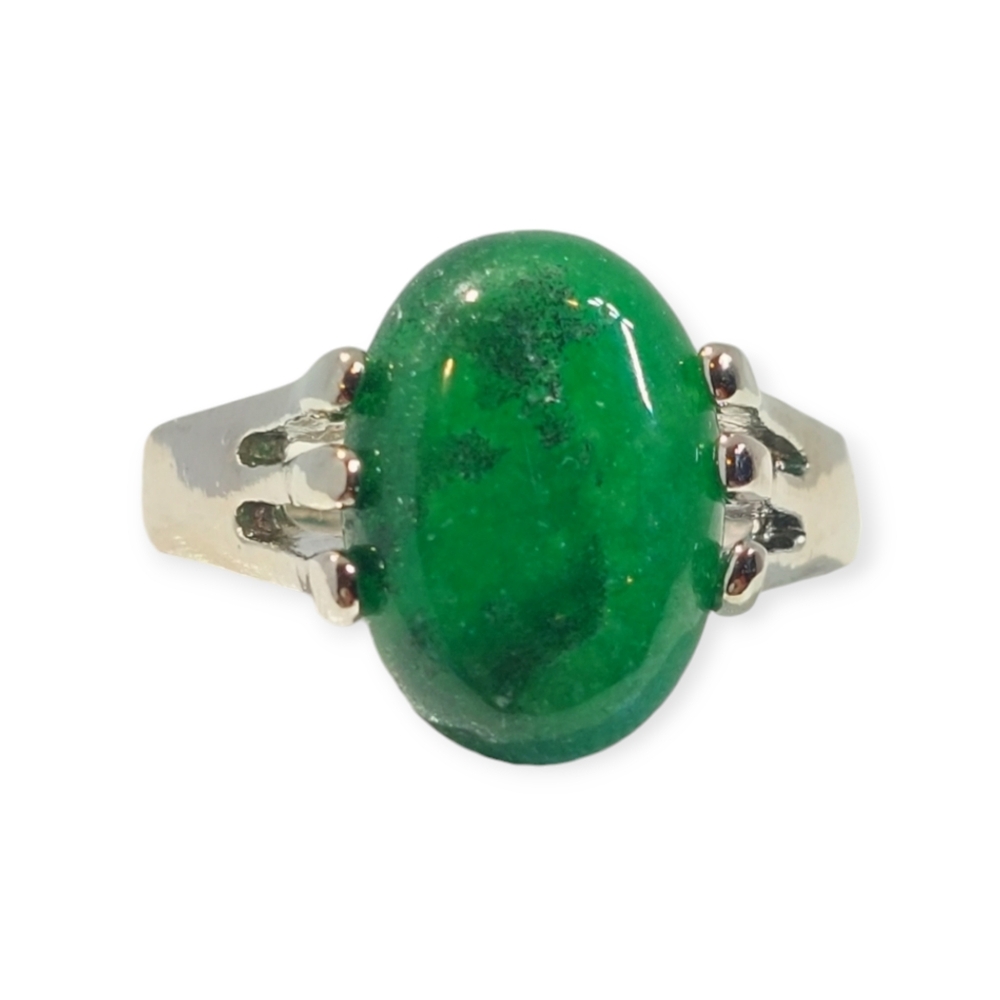 2 For $20 Sale Fashion Jewelry Ring Size 7.5 Crystal Green Gemstone Silver